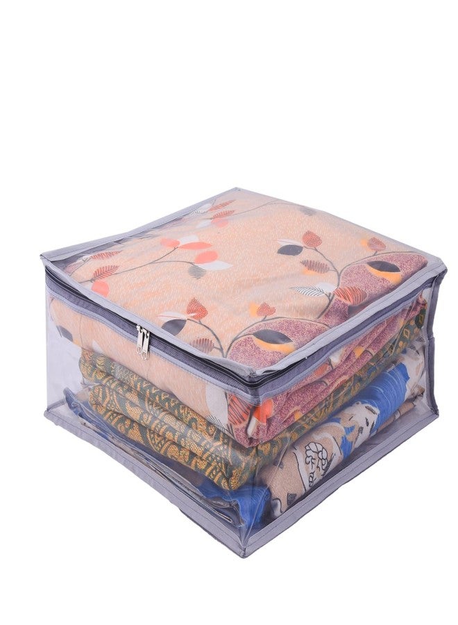 ABBASI Saree Cover Storage Bag Big for Clothes with Zip Organizer for Wardrobe, transparent Large Design Boxes (Grey, Pack of 6) - Image 5