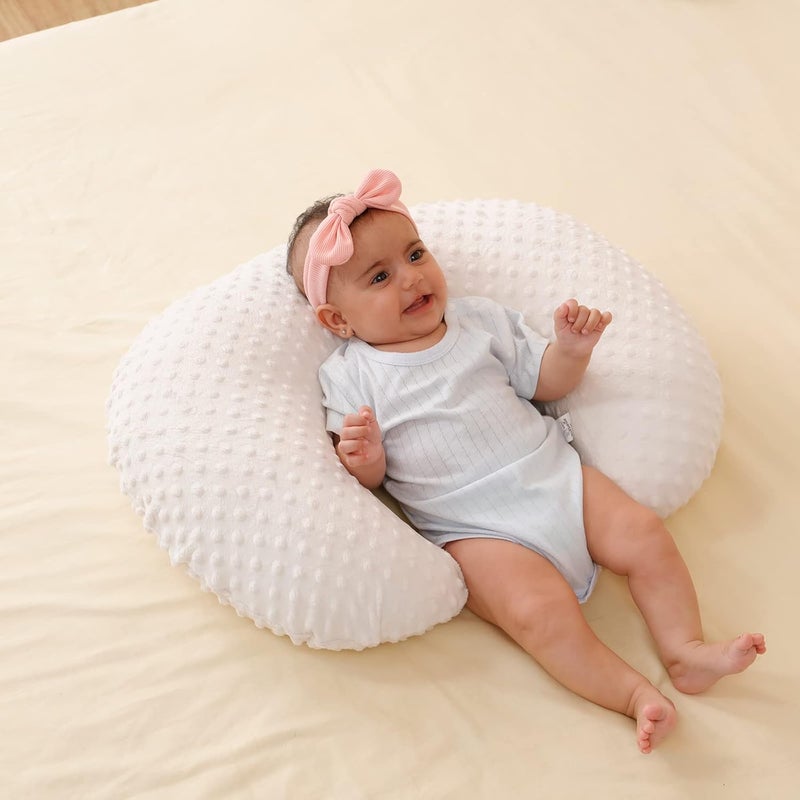 QUENESS Nursing Pillow Cover Breastfeeding Pillow Cases Plush Dot Slipcover Pillow Sham (Beige) - Image 5
