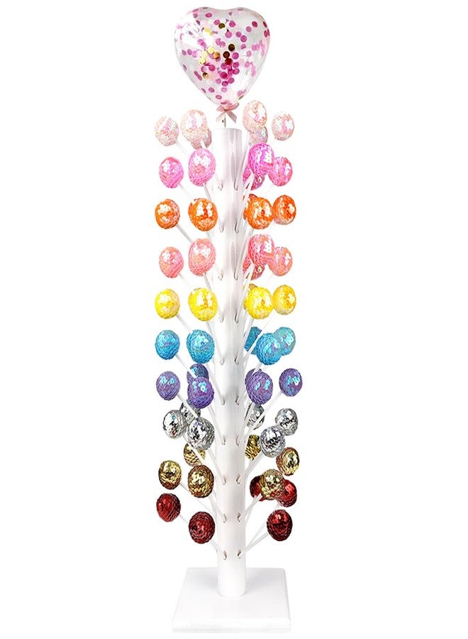 DOERDO DD DOERDO Wood Cake Pop Stand 60 Hole Wooden Lollipop Holder Candy Table Display, Dessert Stands for Wedding Baby Showers Birthday Party, White - Image 1