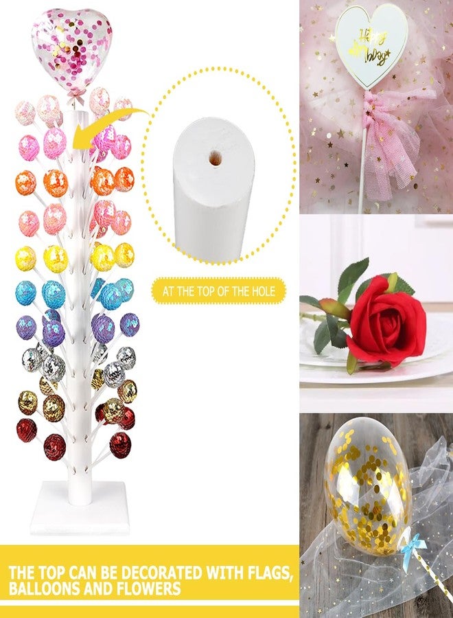 DOERDO DD DOERDO Wood Cake Pop Stand 60 Hole Wooden Lollipop Holder Candy Table Display, Dessert Stands for Wedding Baby Showers Birthday Party, White - Image 3