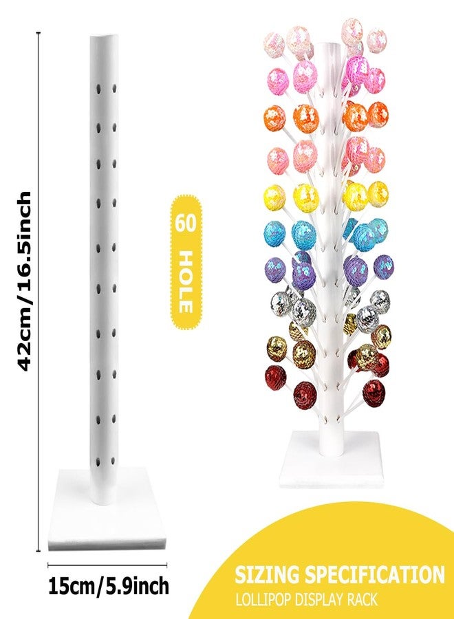 DOERDO DD DOERDO Wood Cake Pop Stand 60 Hole Wooden Lollipop Holder Candy Table Display, Dessert Stands for Wedding Baby Showers Birthday Party, White - Image 2