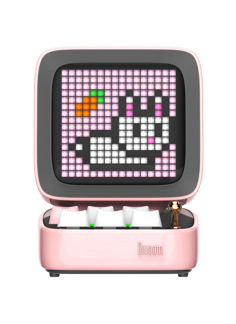 Divoom Ditoo Pro Bluetooth Mini Speaker Retro Pixel Art Bluetooth Speaker with RGB Mechanical Keyboard Pink  - Image 1