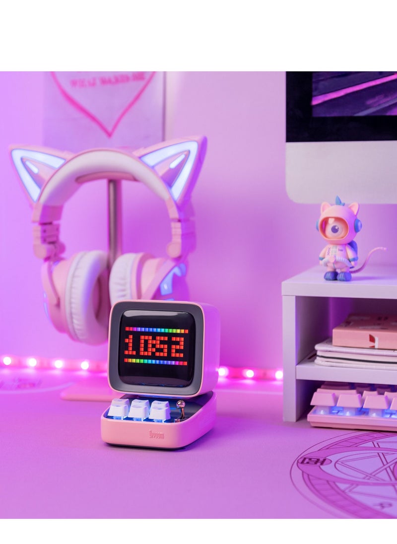 Ditoo Pro Bluetooth Mini Speaker Retro Pixel Art Bluetooth Speaker with RGB Mechanical Keyboard Pink