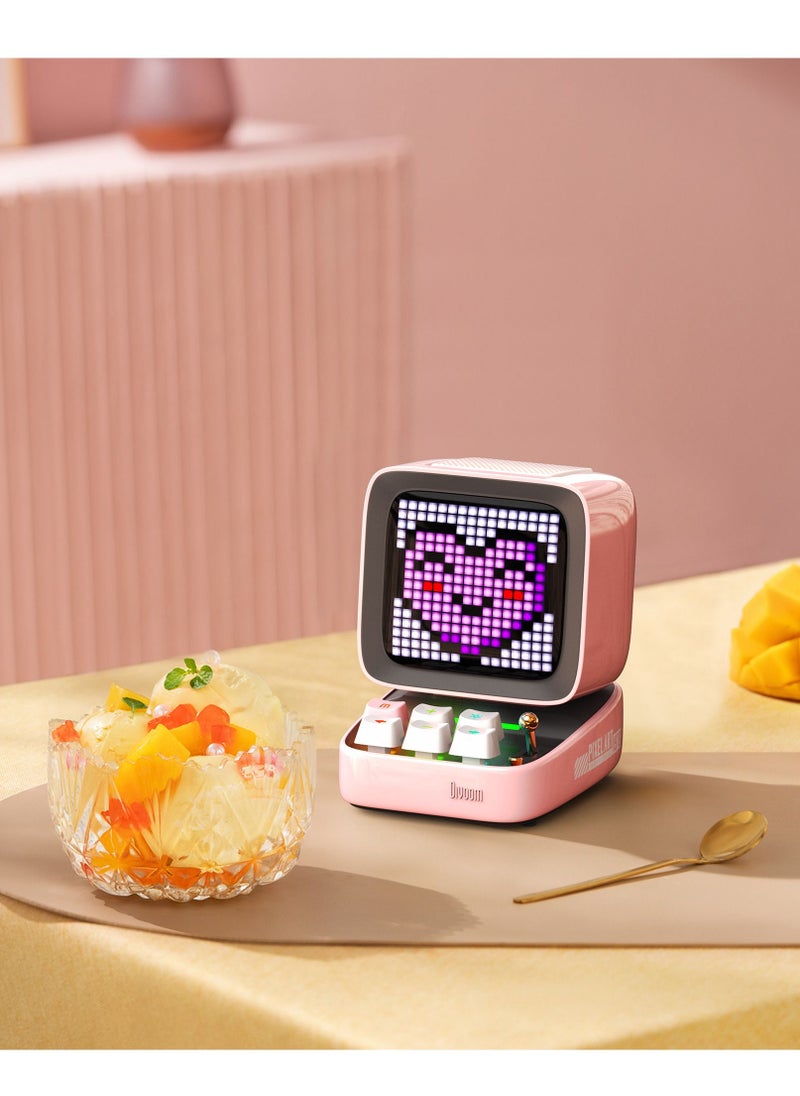 Ditoo Pro Bluetooth Mini Speaker Retro Pixel Art Bluetooth Speaker with RGB Mechanical Keyboard Pink