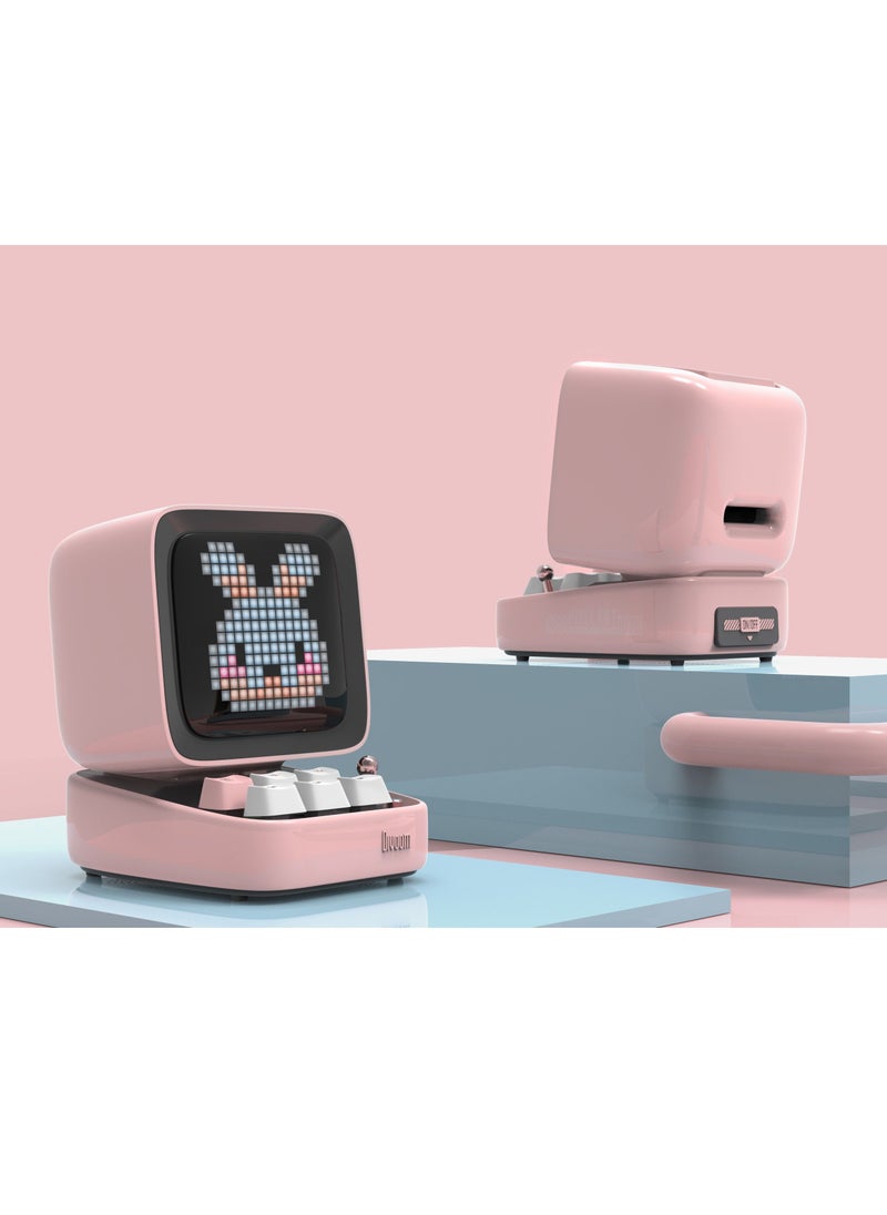 Ditoo Pro Bluetooth Mini Speaker Retro Pixel Art Bluetooth Speaker with RGB Mechanical Keyboard Pink