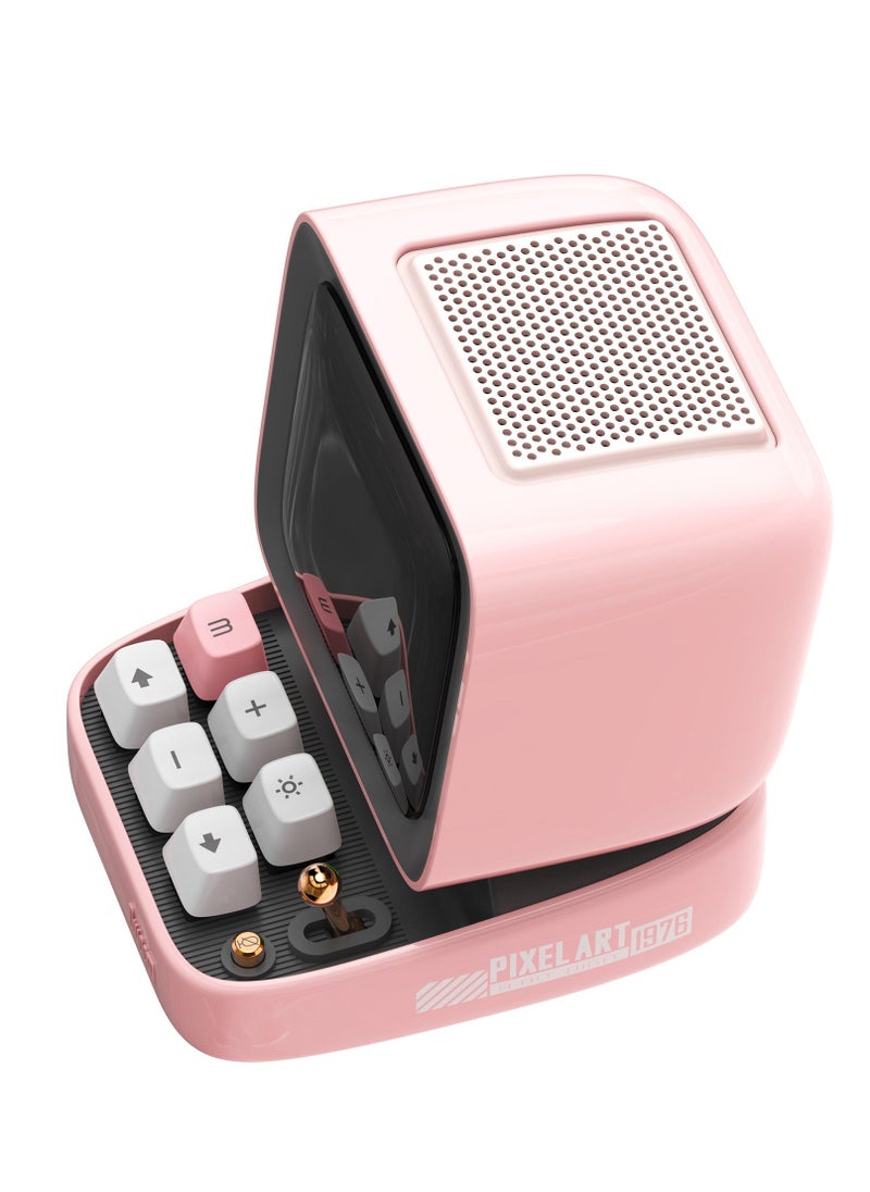 Divoom Ditoo Pro Bluetooth Mini Speaker Retro Pixel Art Bluetooth Speaker with RGB Mechanical Keyboard Pink  - Image 4