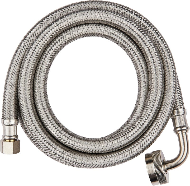EFIELD Appliance Accessories Dishwasher Hose with 90 Degree FGH Elbow, 6 Feet Length, Water Supply Line, Premium Braided Stainless Steel,(HOSE011) - Image 1