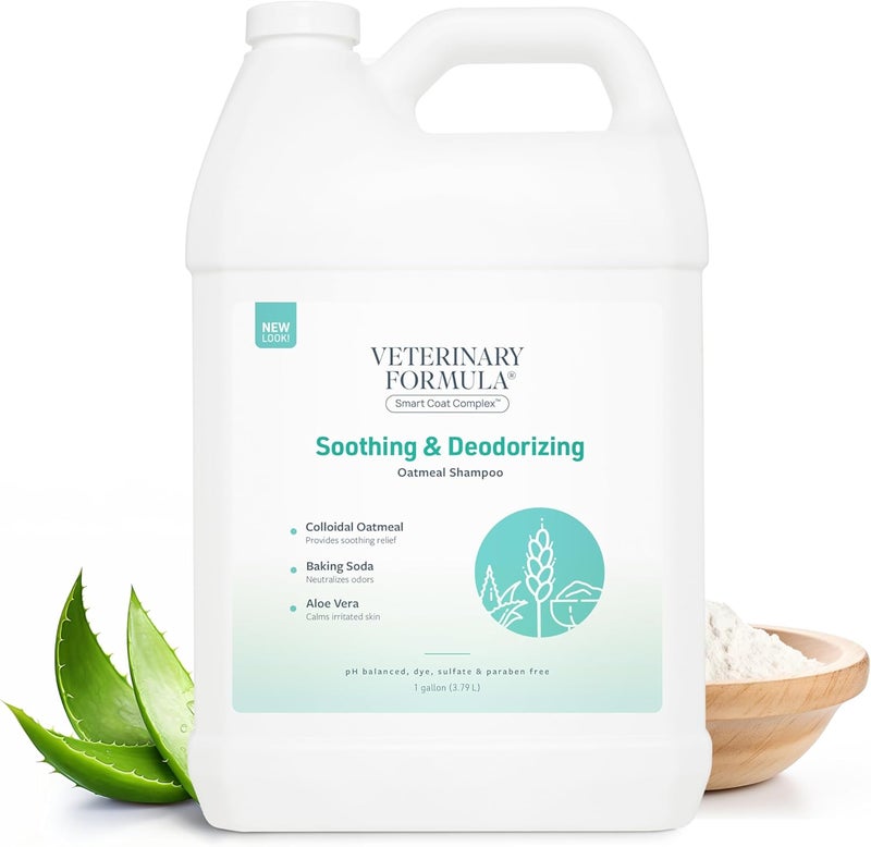 Veterinary Formula Solutions Soothing and Deodorizing Oatmeal Shampoo for Dogs, 128 oz/1 Gallon – Baking Soda, Zinc, Aloe Eliminates Odors, Cleanses, Hydrates and Heals Skin – Long Lasting Fragrance - Image 1