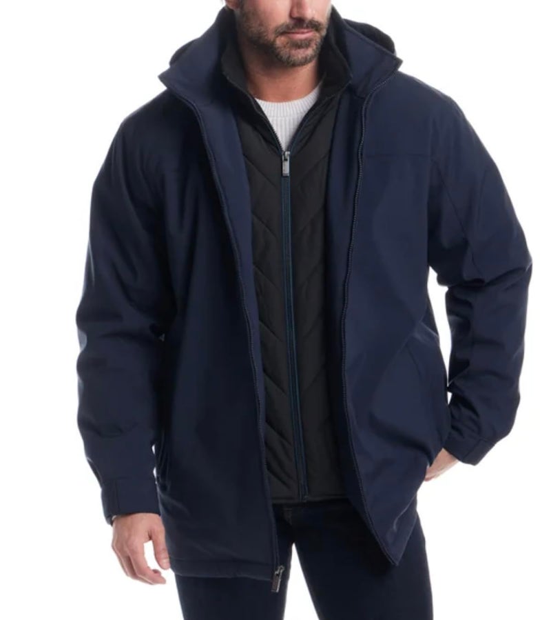 Weatherproof Men's Stetch Ultratech Windproof and Water Resistant Jacket (US, Alpha, Medium, Regular, Regular, Blue) - Image 4