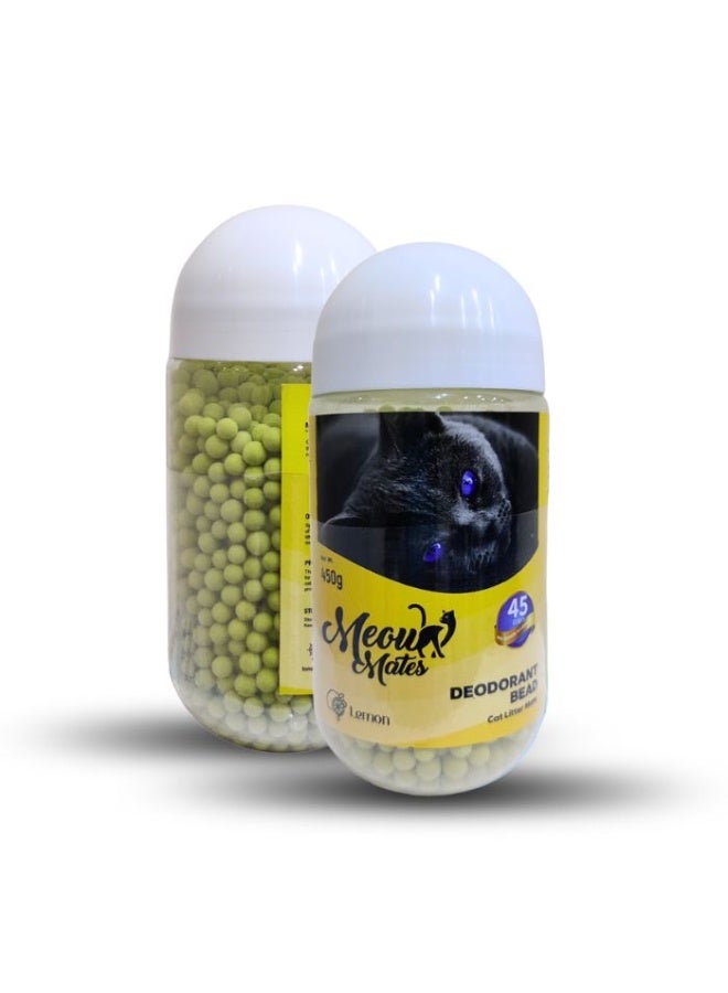 خرز مزيل رائحة الليمون من مياو ميتس 450 جرام | انتعاش يدوم طويلاً لصناديق فضلات القطط والمنازل