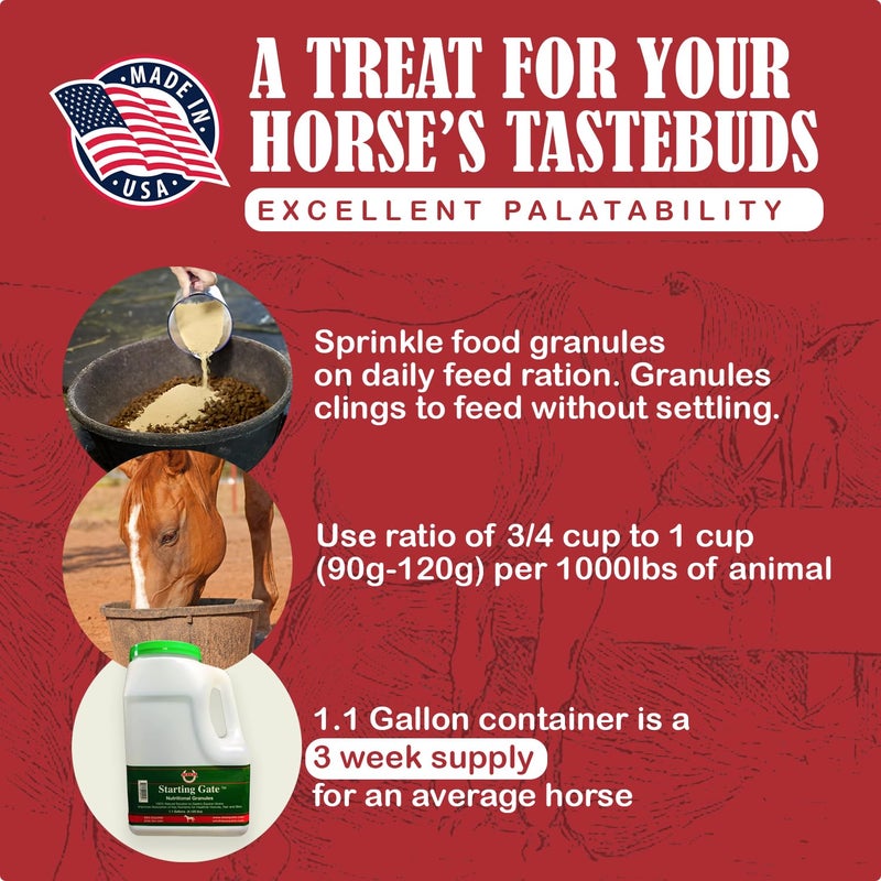 SBS Equine Starting Gate Granules - Horse Stomach Ulcer Treatment & Ulcer Relief, Horse Supplement Formula Scoop for Feed, Perfect Prep as a Hair, Skin & Hoof Supplement (1.1 Gallon) - Image 4