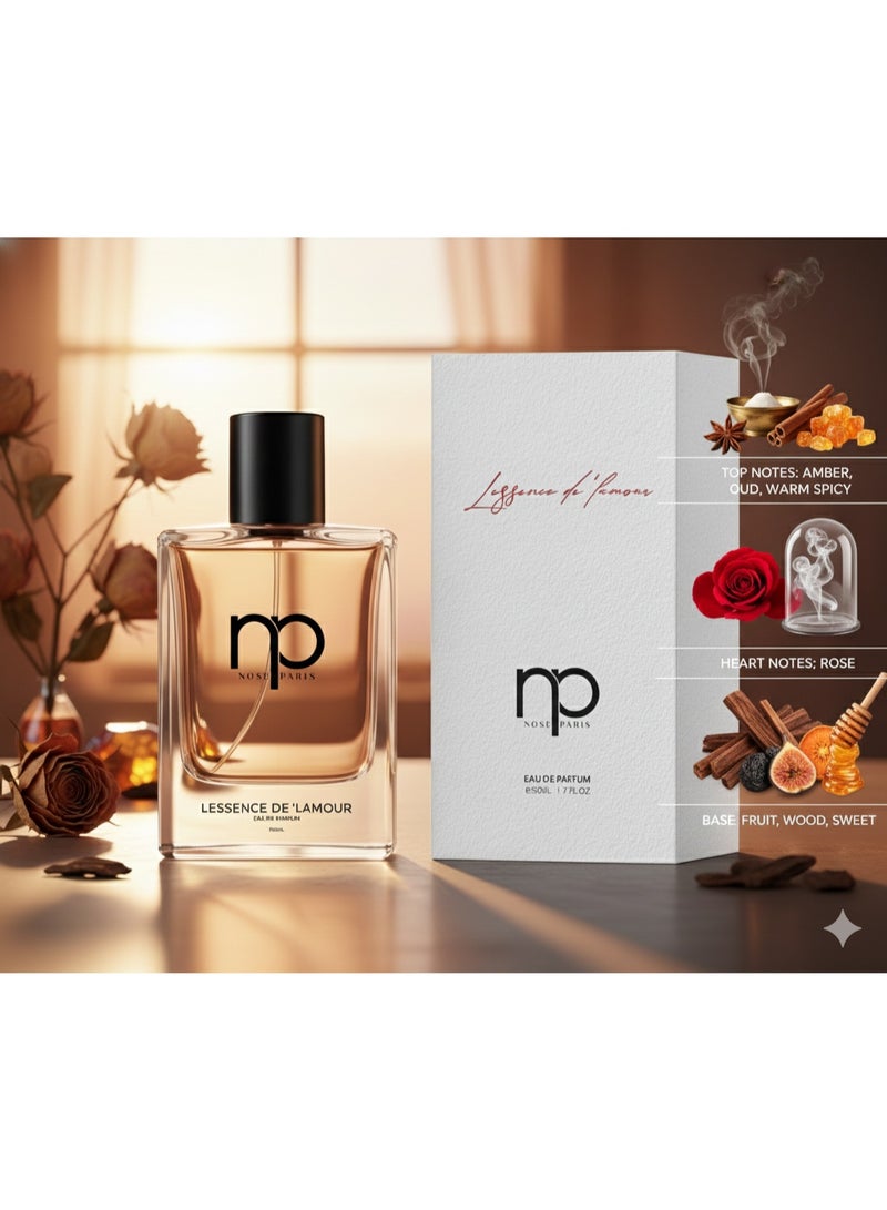 Nose Paris L’essence De L’amour (Essence of Love) for Men - Eau de Parfum, 50ml - Luxury Amber Oud & Smoky Rose Scent - Image 4