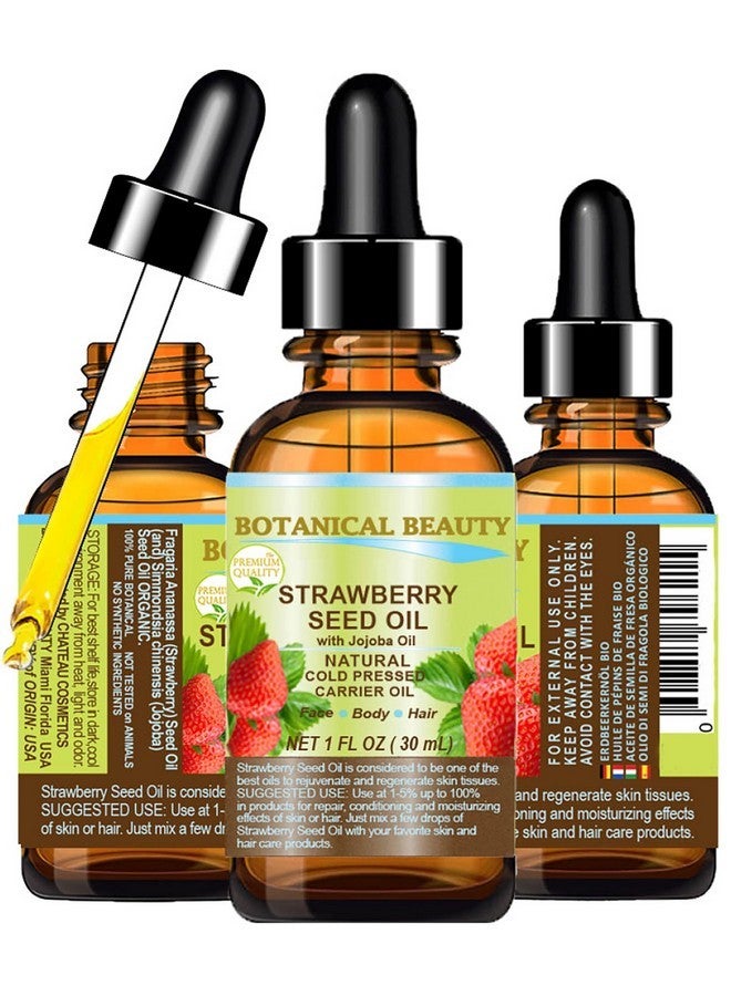 Botanical Beauty STRAWBERRY SEED OIL 100% Pure Natural Moisturizer. Cold Pressed Carrier oil. 1 Fl.oz.- 30 ml. For Face, Skin, Hair, Lip, Nails. Rich in Omega-3, Vitamin C, Vitamin E - Image 1