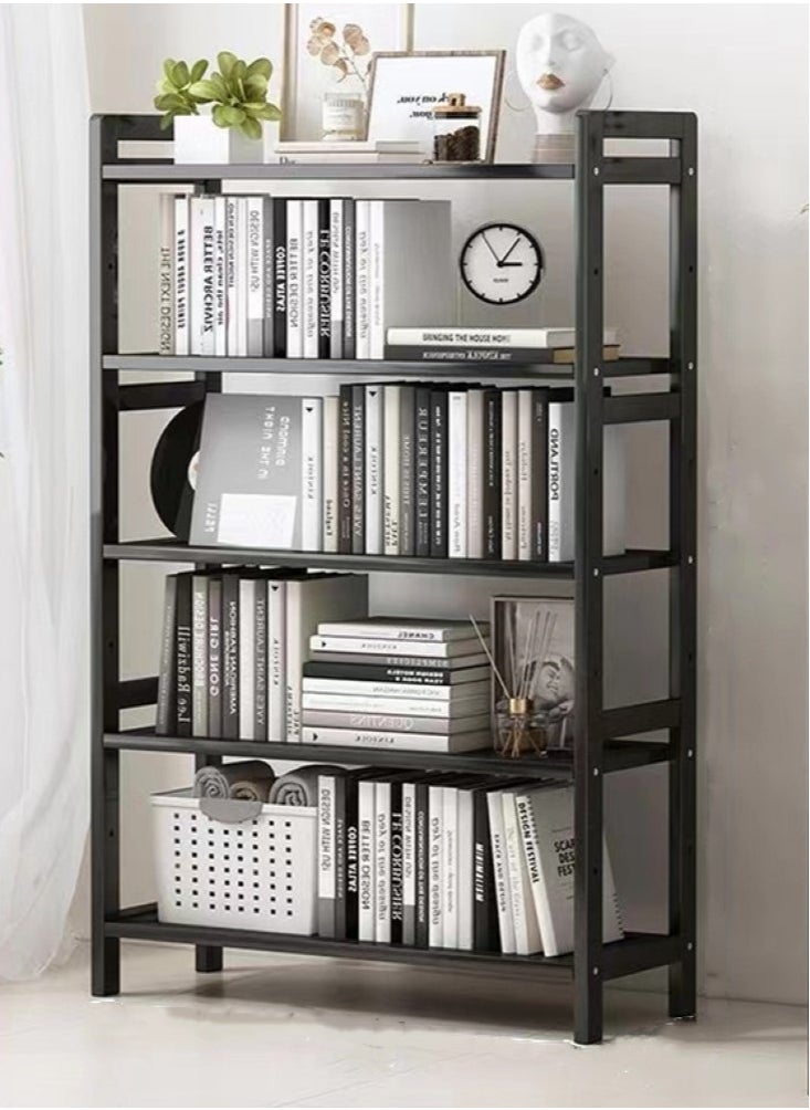 Kutis 5-Tiers Creative Bookshelf Bookcase Living Room Storage Rack Steel Material Black 70x25x128 cm  - Image 1