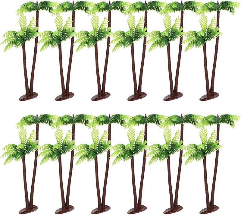 Spec upgraded improved quality MAGICLULU 12pcs Miniature Coconut Trees Model Palm Tree Cake Topper Mini Fake Palm Decor Artificial Greenery Plant Decoration for Micro Aquarium Garden Building Landscape Sandbox Precision made - Image 1