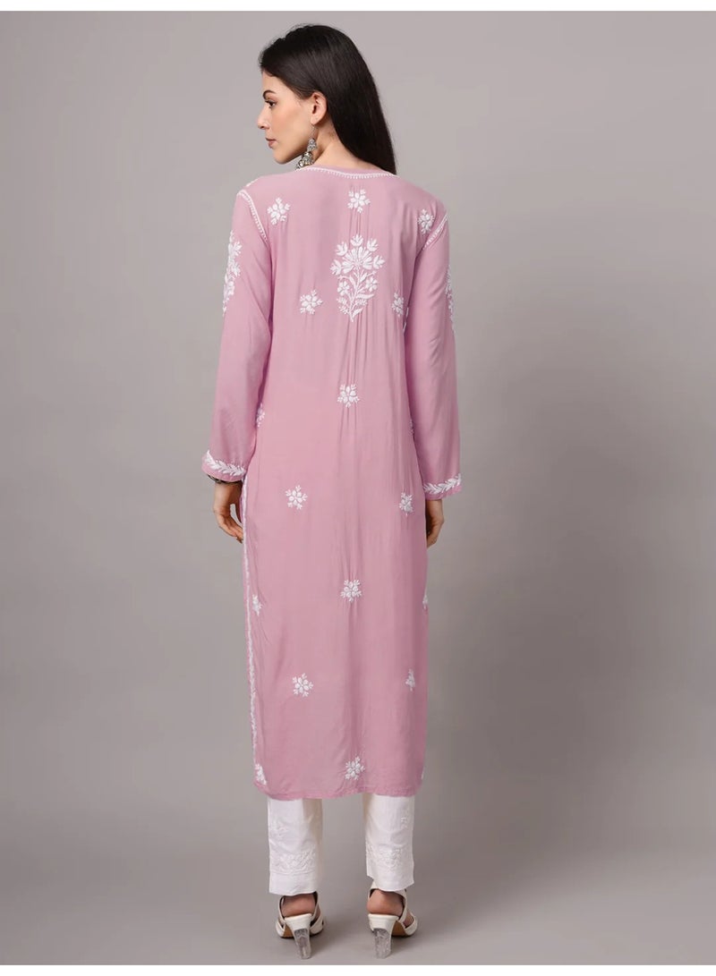 Alaya Hand Embroidered Chikankari Modal Kurta-AL4059 - Image 2