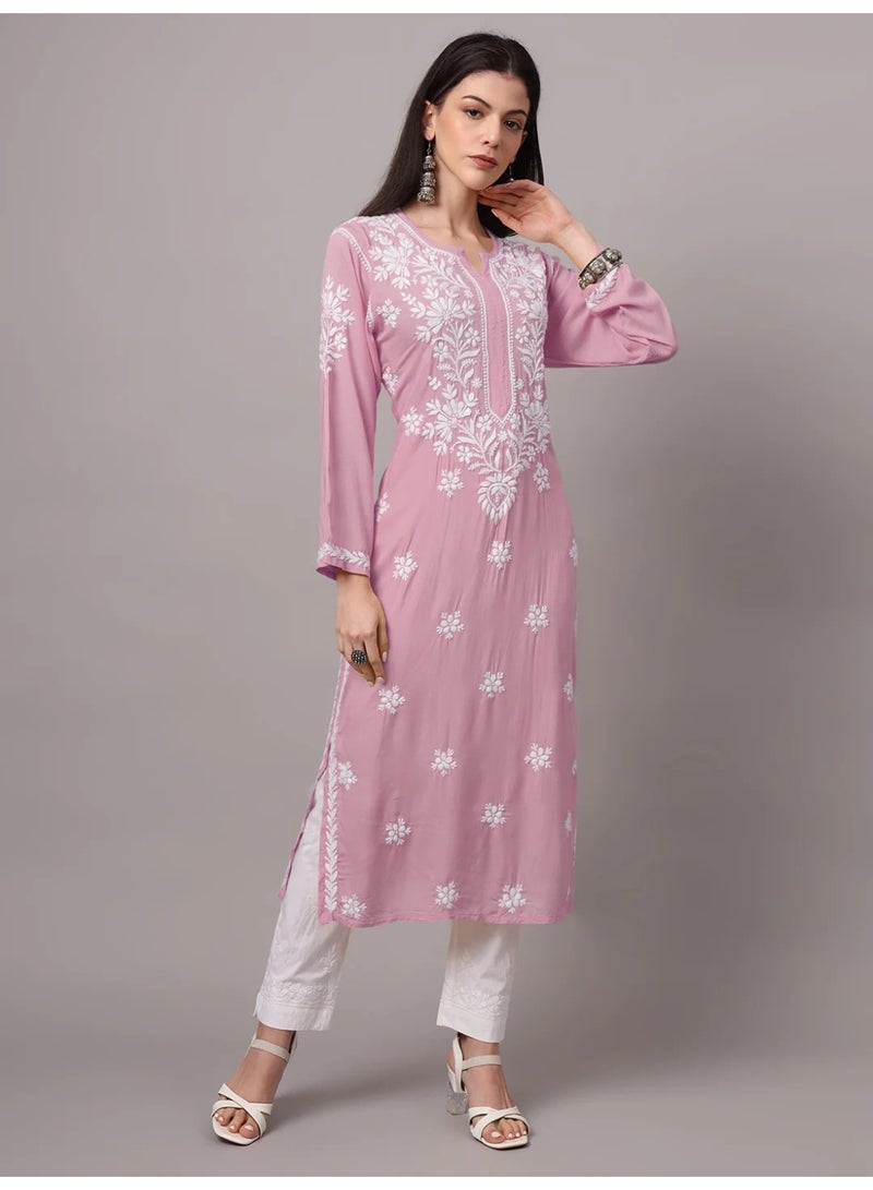 Alaya Hand Embroidered Chikankari Modal Kurta-AL4059 - Image 3