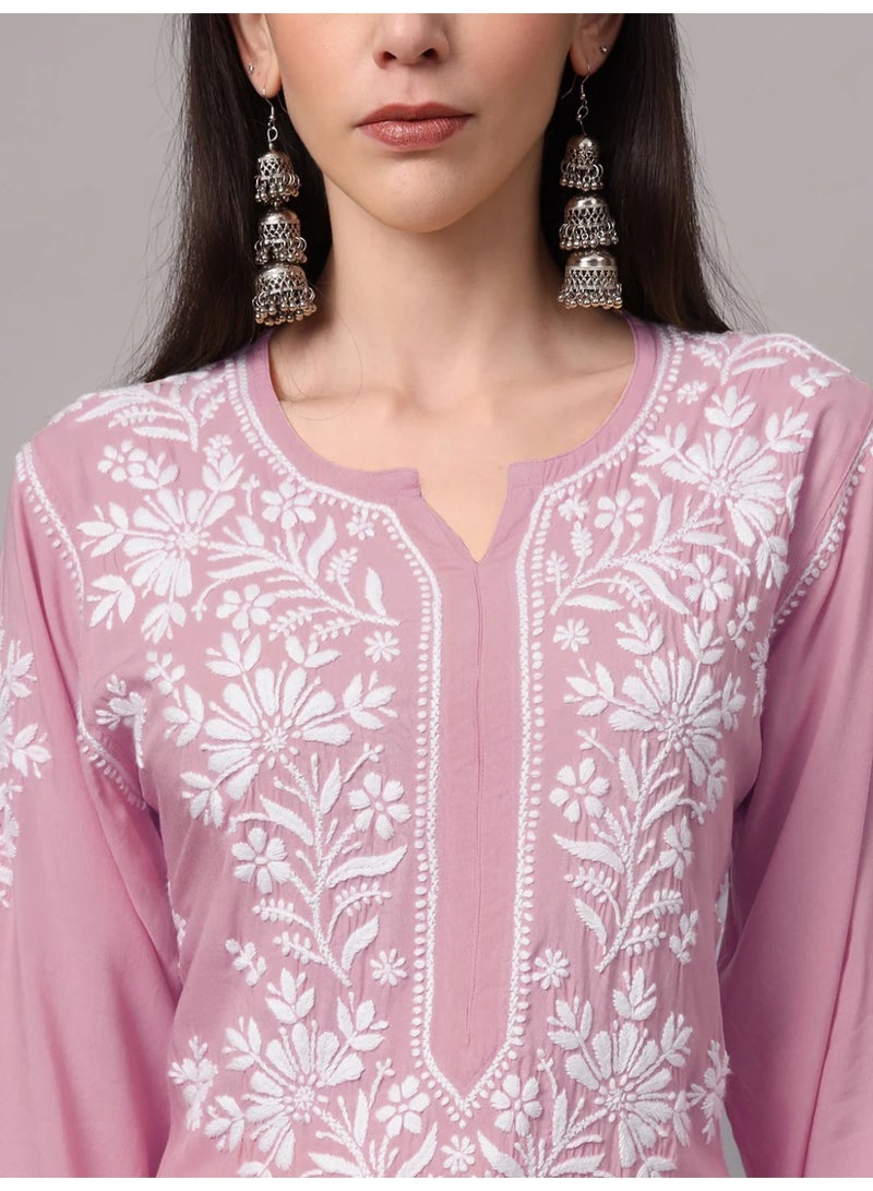 Alaya Hand Embroidered Chikankari Modal Kurta-AL4059 - Image 4