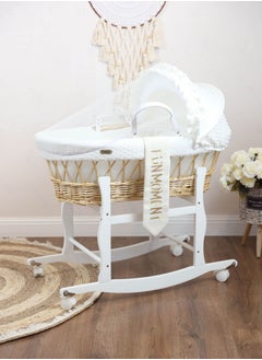 Moses Basket Cot With Wheels Stand (White)