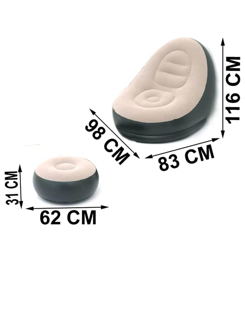 Gulf Trend Inflatable Air Chair with Footrest Stool – Comfortable Furniture Set (116x98x83 cm, Brown) - Image 2