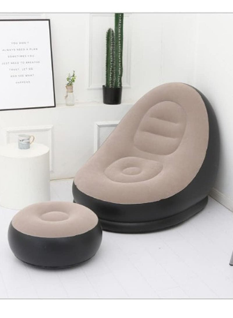 Gulf Trend Inflatable Air Chair with Footrest Stool – Comfortable Furniture Set (116x98x83 cm, Brown) - Image 4