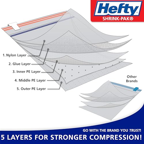 Shrink-Pak Hefty Shrink-Pak Vacuum Storage Bags - Space Saver for Under Bed Storage, Clothing and Comforters, 3X More Storage Space, 6 Medium Zipper Bags - Image 2