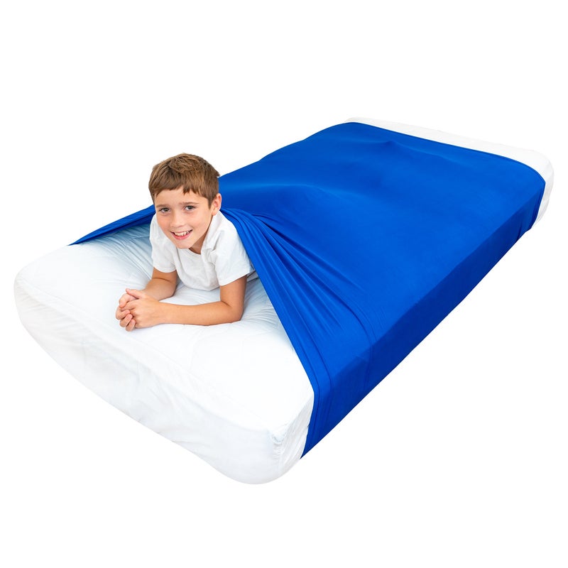 Special Supplies Special Supplies Sensory Bed Sheet for Kids Compression Alternative to Weighted Blankets  Breathable Stretchy  Cool Comfortable Sleeping Bedding Blue Twin  - Image 1