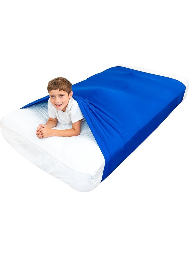 Special Supplies Special Supplies Sensory Bed Sheet for Kids Compression Alternative to Weighted Blankets  Breathable Stretchy  Cool Comfortable Sleeping Bedding Blue Twin  - Image 4