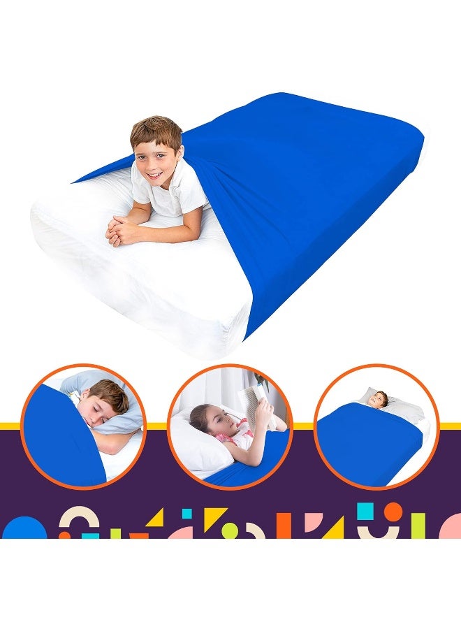 Special Supplies Special Supplies Sensory Bed Sheet for Kids Compression Alternative to Weighted Blankets  Breathable Stretchy  Cool Comfortable Sleeping Bedding Blue Twin  - Image 5