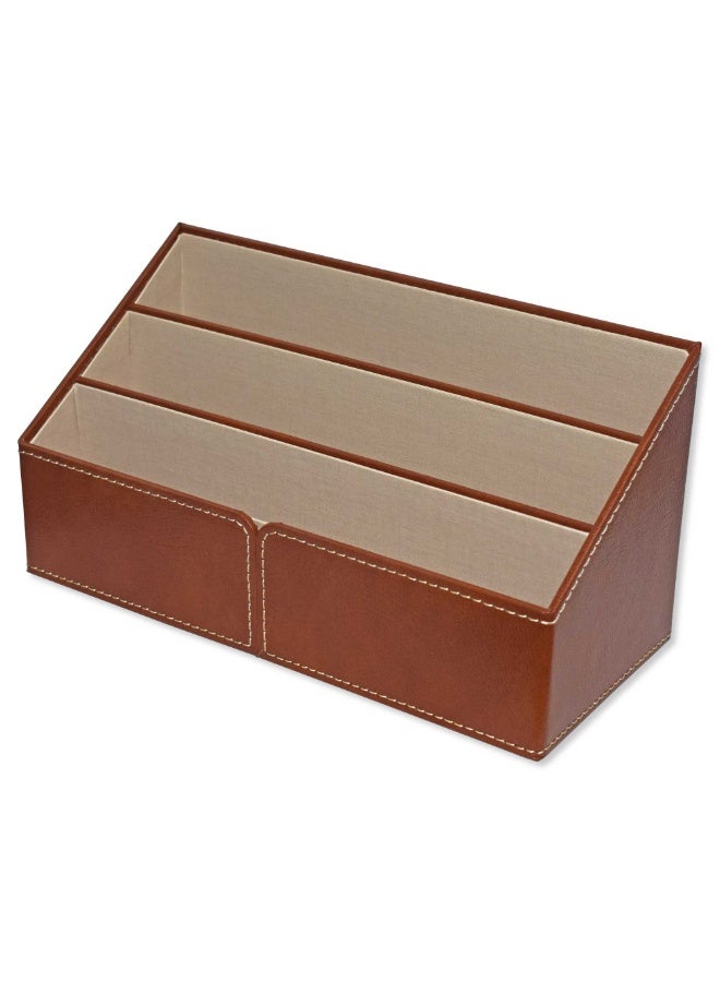 FIS Paper and Envelope Holder for Desk Set German Bonded Leather Material Size:25x11x12.8cm-with Box-Brown -FSDSEHBLBR - Image 1