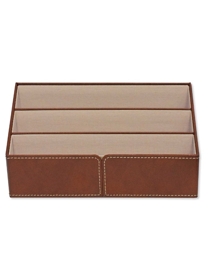 FIS Paper and Envelope Holder for Desk Set German Bonded Leather Material Size:25x11x12.8cm-with Box-Brown -FSDSEHBLBR - Image 4