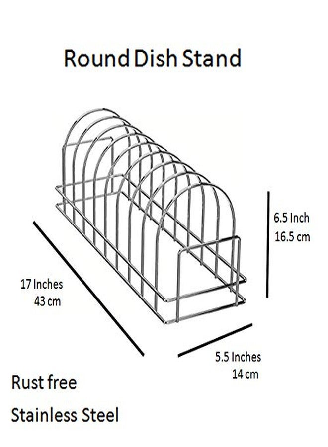 midland Stainless Steel Round Dish Stand - Thali Stand - Plate Stand - Dish Rack Heavy - Utensil Holder - Lid Holder - Kitchen Rack - Image 4