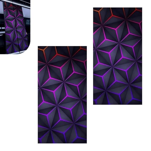 Qurbuns 2 PCS Car Window BPillar Stickers 3D Geometric Pattern Design Car Middle Pillar Decals Car Side Scratch Cover Decal Universal for Most Cars - Image 1