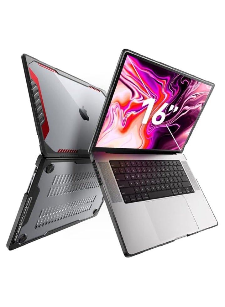 erorex Case Designed for MacBook Pro 16 Inch (2021 Release) A2485 M1 Pro / M1 Max,Slim Clear Protective Cover for MacBook Pro 16" with Touch ID - Black/Red - Image 1