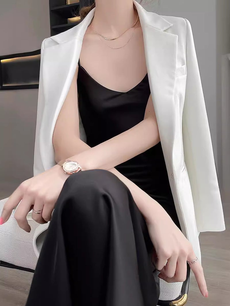 Dress Satin High-End Acetate Suspender Skirt For Women 24 New Summer Inner Elegant Over-The-Knee Long Skirt - Image 5