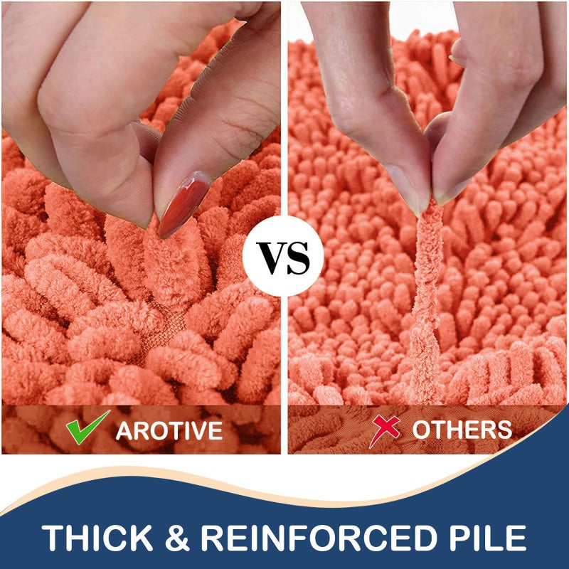 Arotive Arotive Luxury Chenille Bathroom Rug Mat  Extra Soft Thick Absorbent Shaggy Bath Rugs  Non-Slip Machine Wash Dry Plush Bath Runner Mats for Bathroom  Living Room  and Laundry Room (47""x24""  Coral)  - Image 4