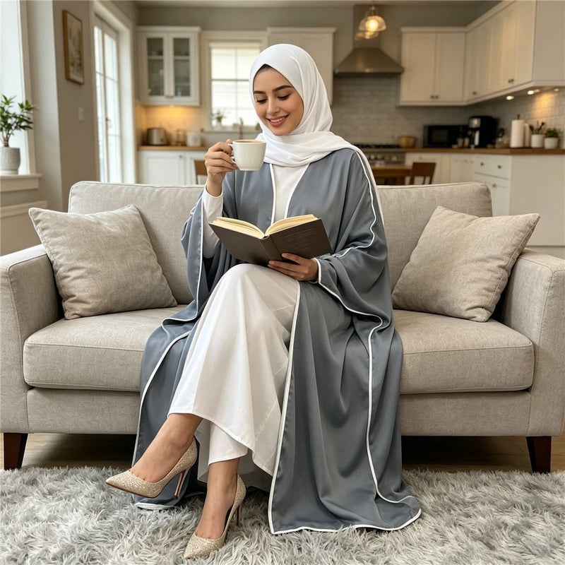Simple Satin Bat-Sleeve Cardigan Robe - Image 1