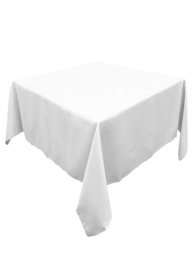 TableLinensforLess Polyester Square Tablecloth, 45 Inch Square, (White) - Image 1