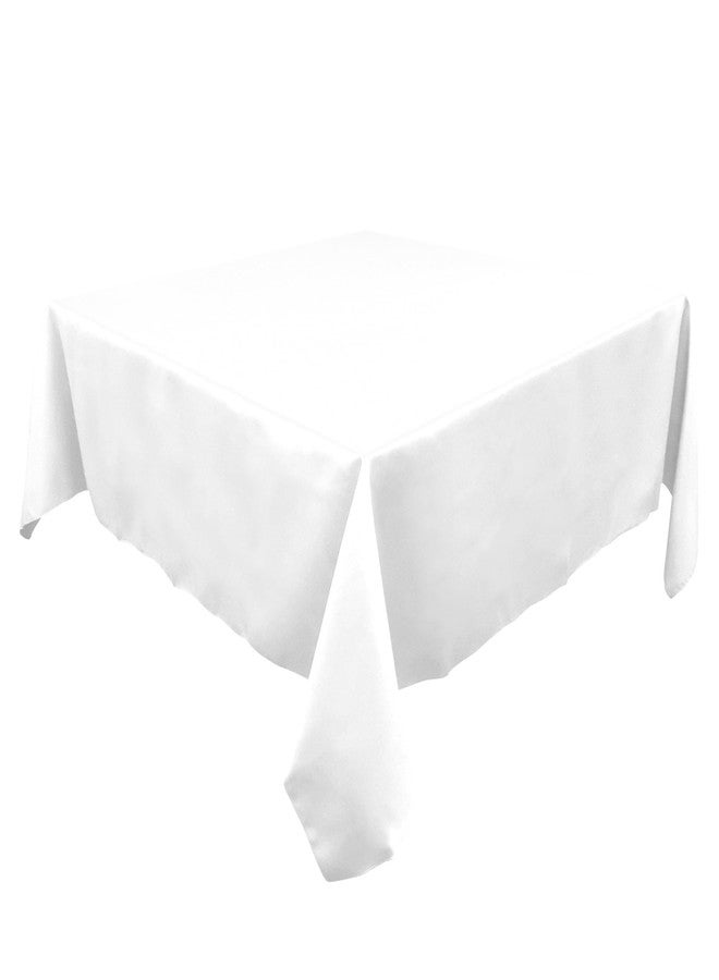 TableLinensforLess Polyester Square Tablecloth, 45 Inch Square, (White) - Image 2