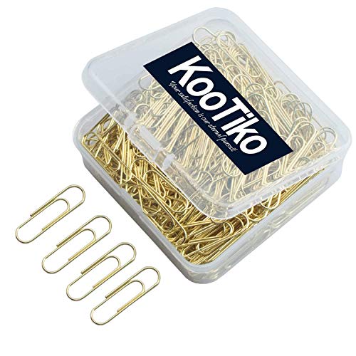 kootiko Gold Cute Paper Clips Small, 300 Pcs Smooth Stainless Steel Paperclips Small for Office, School, Home Supplies Wedding Women Girls Kids Students (1 inch/ 28mm) - Image 1