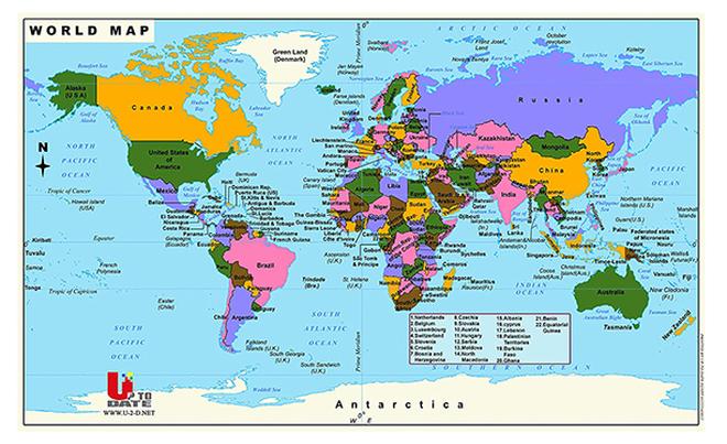 UP TO DATE World map printed luxury print 115 cm in 70 cm - Image 1