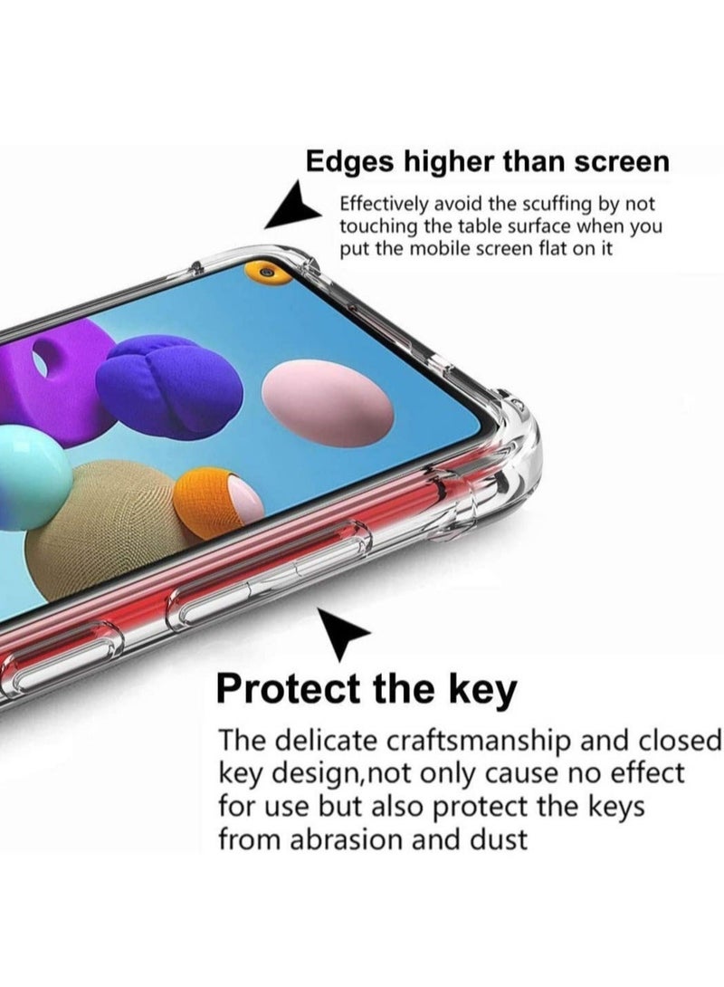 MUNTAQI Samsung Galaxy A21S Case Cover Protective Shock Absorption Bumper soft Transparent Case (Clear) - Image 2