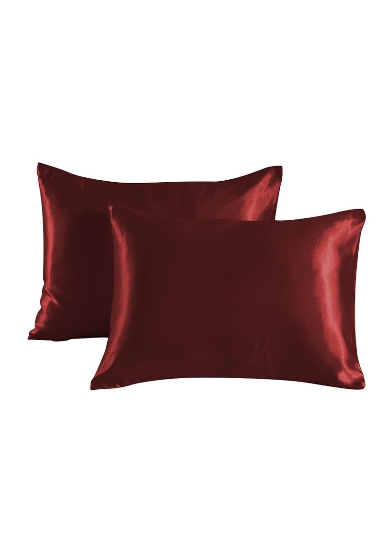 Silk Satin Pillowcase for Hair and Skin Care, Set of 2 Queen Size (51cm x 76cm), Soft Smooth Breathable Silk Pillow Covers, Luxurious Envelop Design  - Image 2