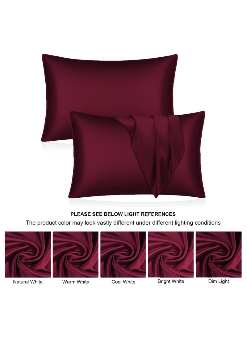 Silk Satin Pillowcase for Hair and Skin Care, Set of 2 Queen Size (51cm x 76cm), Soft Smooth Breathable Silk Pillow Covers, Luxurious Envelop Design  - Image 3