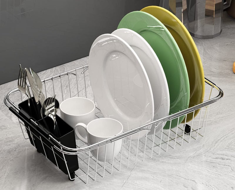 TESOT Adjustable Over Sink Dish Rack Stainless Steel Dish Drying Rack On Counter or in Sink, Rustproof - Image 3