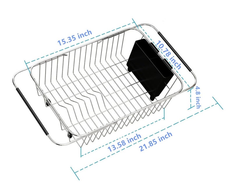 TESOT Adjustable Over Sink Dish Rack Stainless Steel Dish Drying Rack On Counter or in Sink, Rustproof - Image 2
