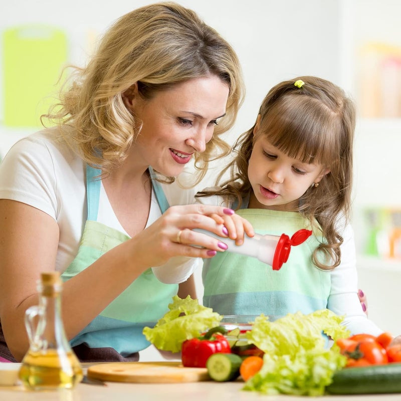 Romooa Set of 2 Plastic Salt and Pepper Shakers with Lids Large Hourglass Covered Moisture Proof Salt Shaker Pepper Container for Home Restaurant Camping Christmas Kitchen Gifts(Blue Red) - Image 5