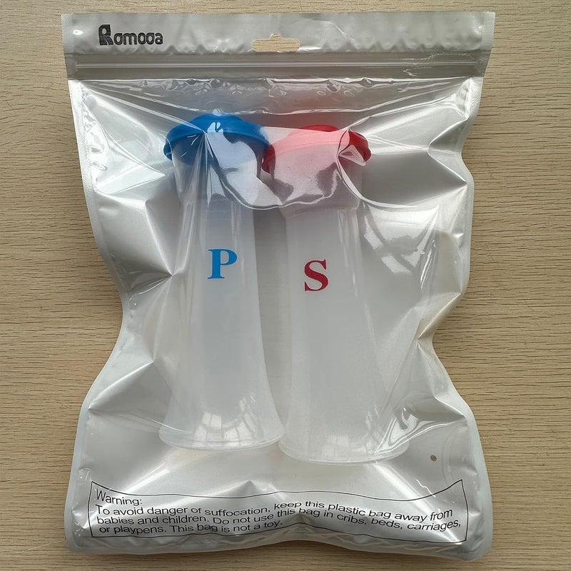 Romooa Set of 2 Plastic Salt and Pepper Shakers with Lids Large Hourglass Covered Moisture Proof Salt Shaker Pepper Container for Home Restaurant Camping Christmas Kitchen Gifts(Blue Red) - Image 2