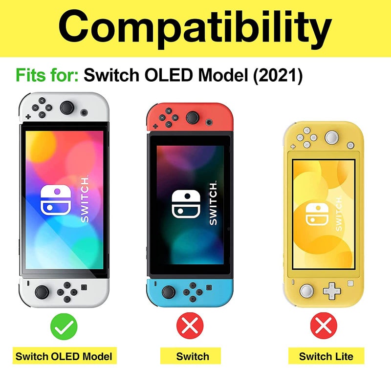 ProCase Flip Cover for Nintendo Switch OLED with 2 Pack Tempered Glass Screen Protectors, Slim Protective Case with Magnetically Detachable Front Cover for Nintendo Switch OLED 2021 -Black - Image 2