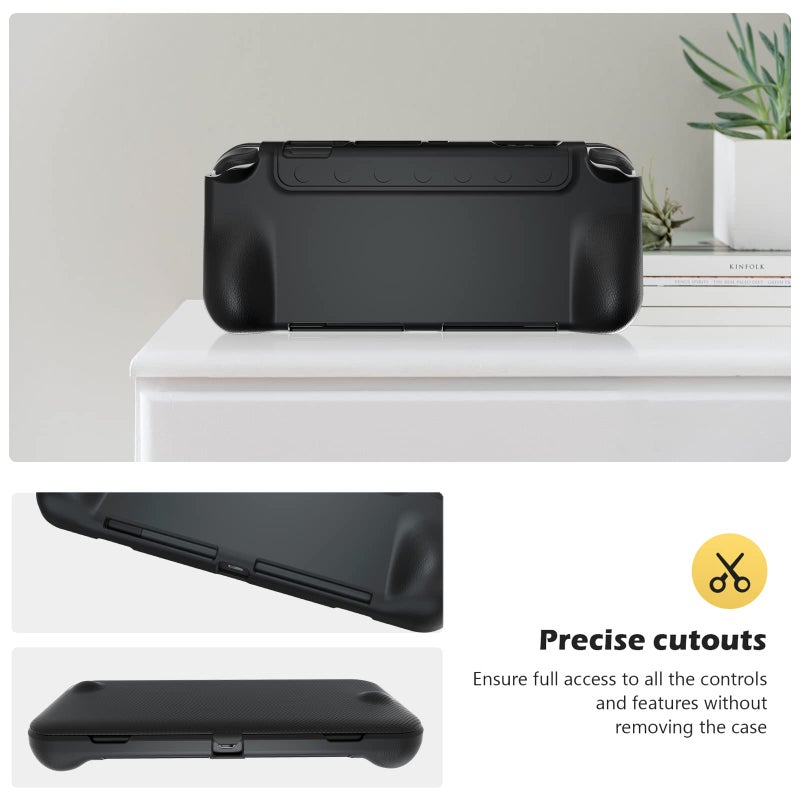 ProCase Flip Cover for Nintendo Switch OLED with 2 Pack Tempered Glass Screen Protectors, Slim Protective Case with Magnetically Detachable Front Cover for Nintendo Switch OLED 2021 -Black - Image 5